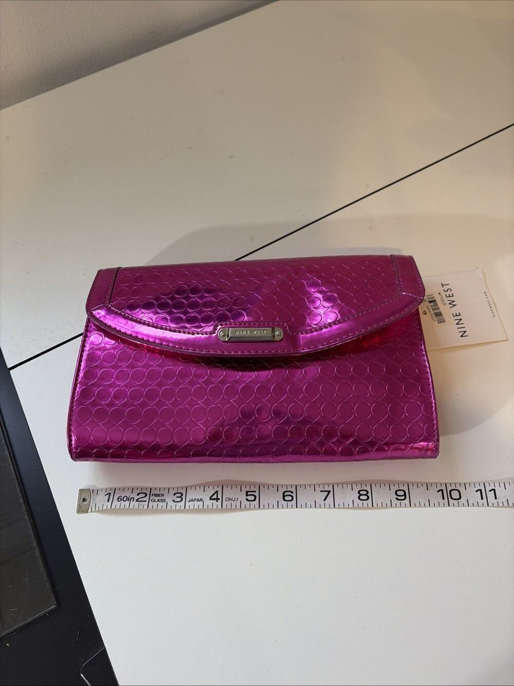Nine West Magic Mirror Holographic Pink Bag Clutch NWT